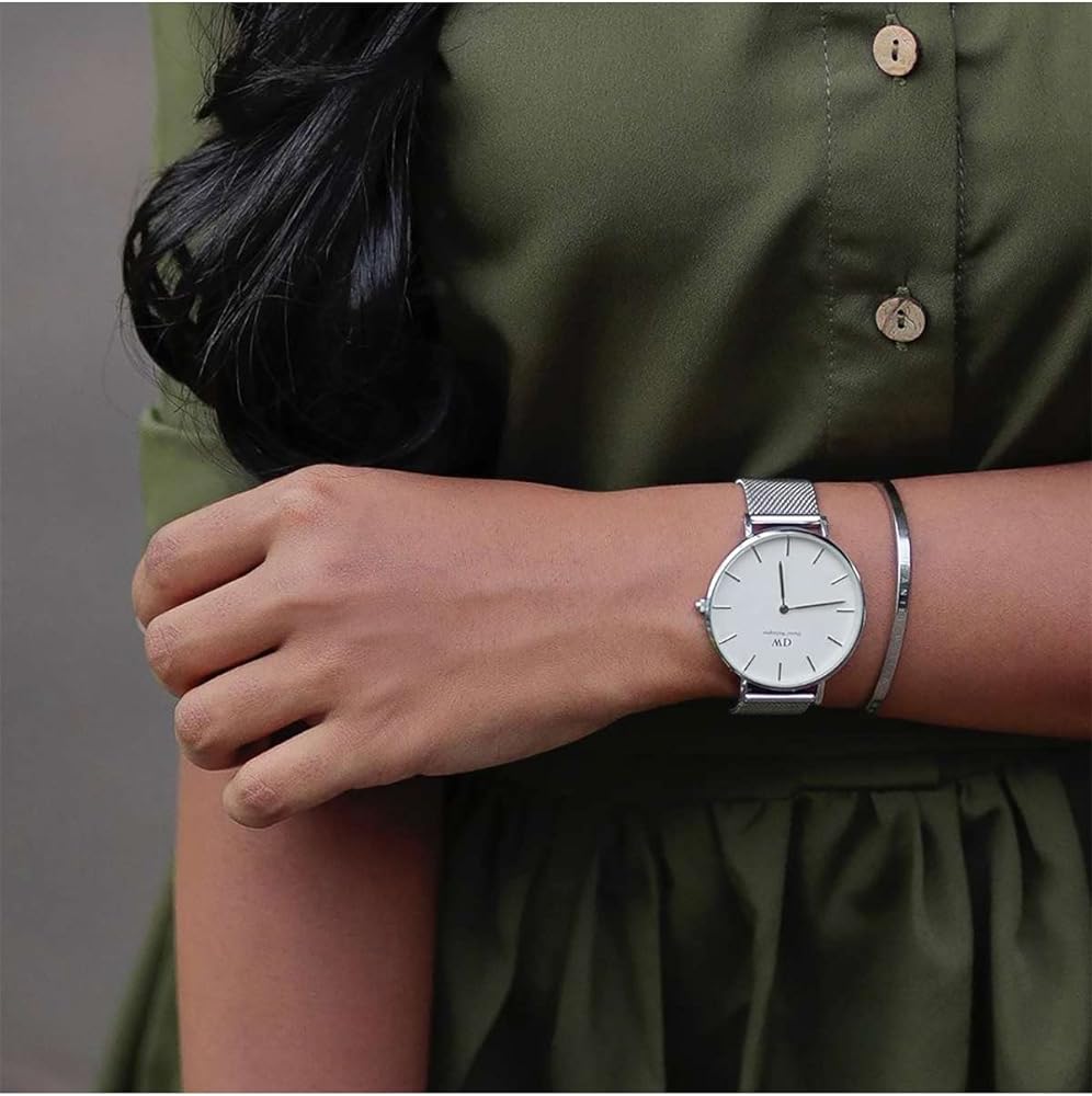  Shop Authentic Daniel Wellington Petite Sterling Quartz White Dial Silver Mesh Bracelet Watch For Men - DW00100306 - Luxxuri
