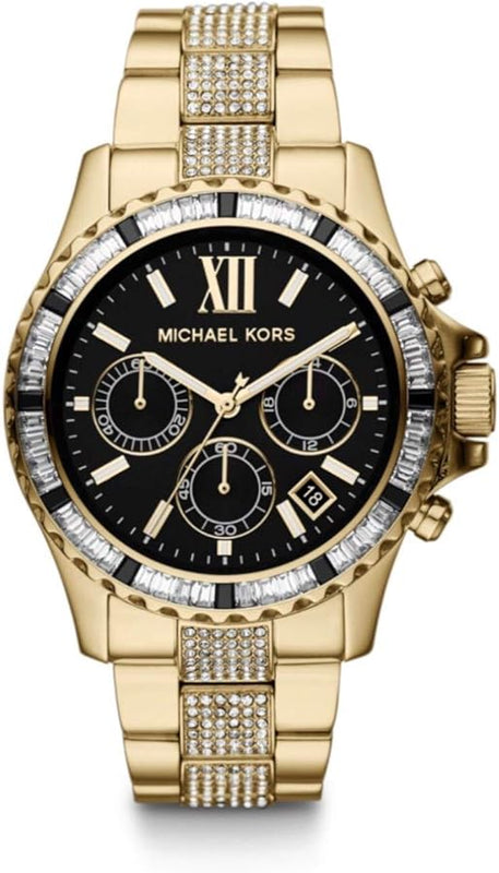  Shop Authentic Michael Kors Everest Chronograph Black Dial Gold Steel Strap Watch For Women - MK5828 - Luxxuri