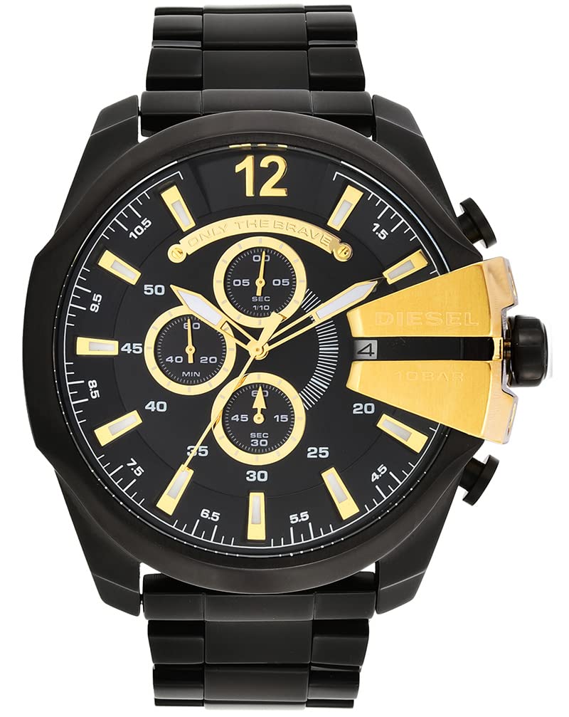  Shop Authentic Diesel Mega Chief Chronograph Black Dial Black Steel Strap Watch For Men - DZ4338 - Luxxuri