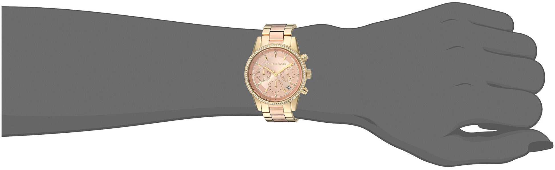  Shop Authentic Michael Kors Ritz Chronograph Rose Dial Two Tone Steel Strap Watch for Women - MK6475 - Luxxuri