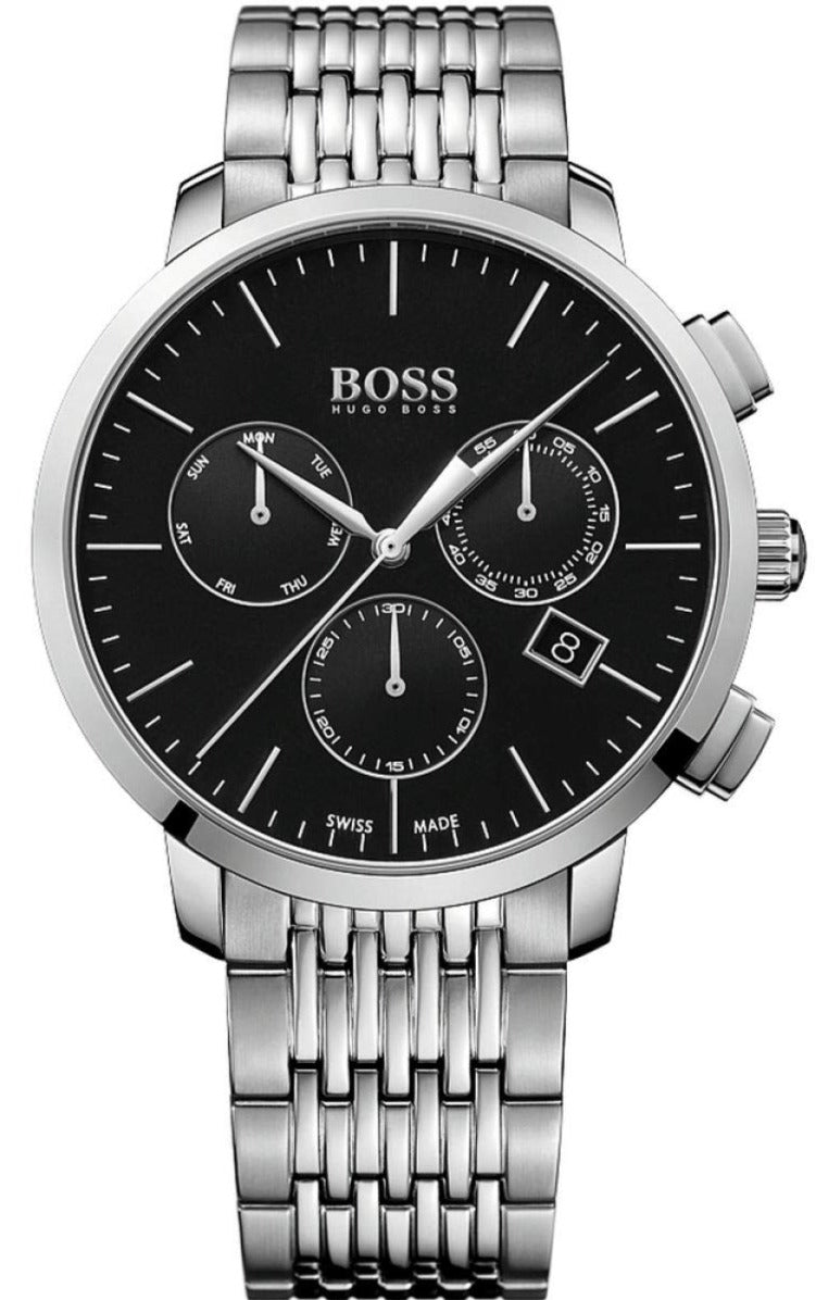  Shop Authentic Hugo Boss Associate Black Dial Silver Steel Strap Watch for Men - 1513267 - Luxxuri
