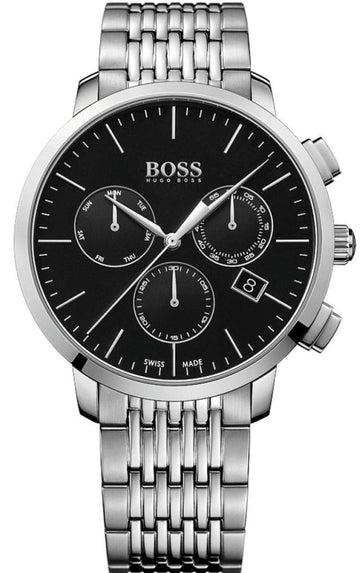  Shop Authentic Hugo Boss Associate Black Dial Silver Steel Strap Watch for Men - 1513267 - Luxxuri