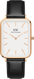  Shop Authentic Daniel Wellington Quadro White Dial Black Leather Strap Watch For Women - DW00100450 - Luxxuri
