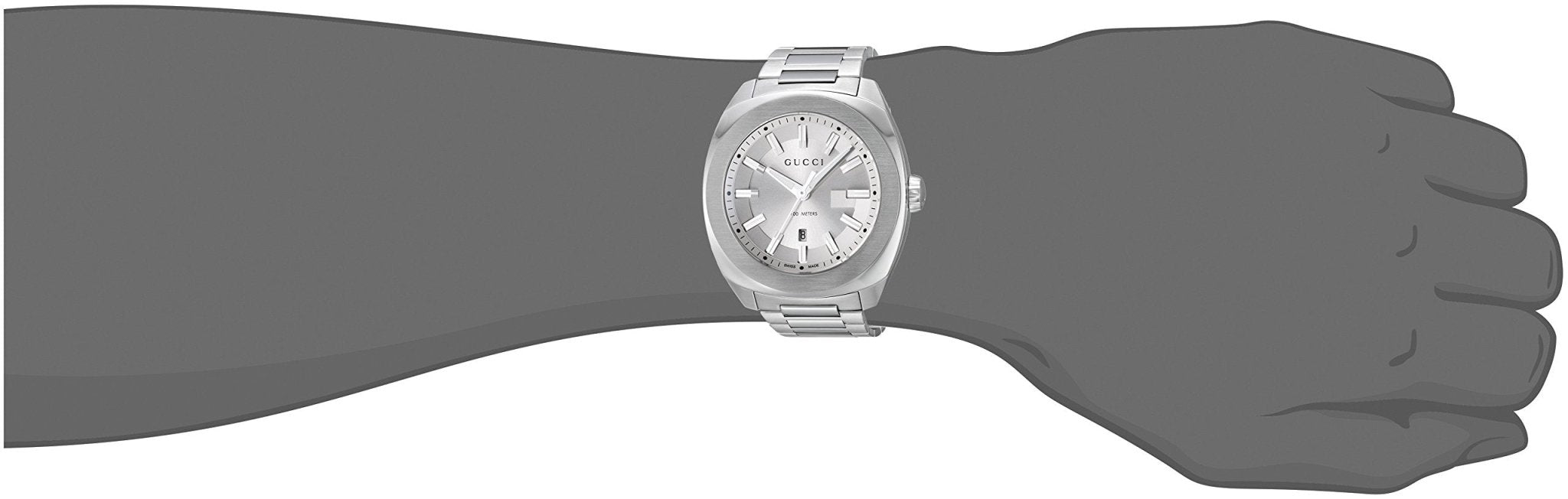 Gucci G Timeless GG2570 Silver Dial Silver Steel Strap Watch For Men - YA142402