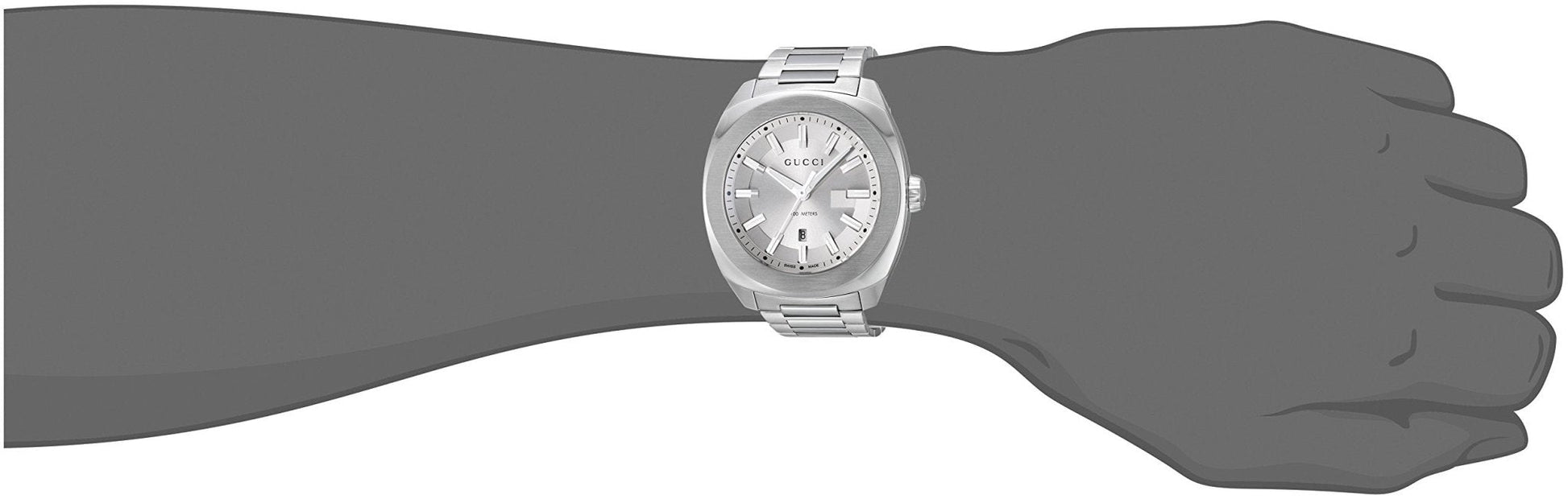 Gucci G Timeless GG2570 Silver Dial Silver Steel Strap Watch For Men - YA142402