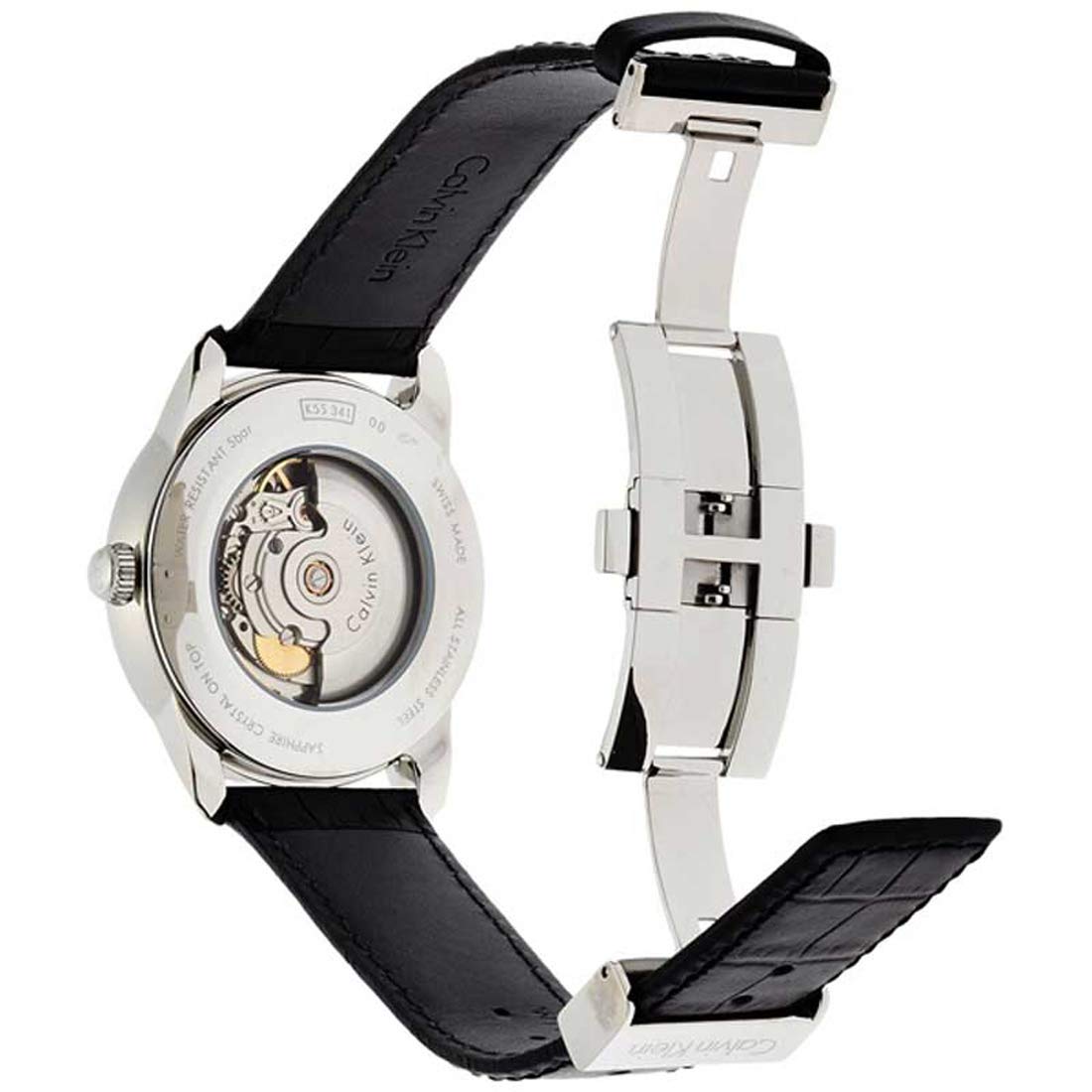  Shop Authentic Calvin Klein Infinity Automatic Black Dial Black Leather Strap Watch for Men - K5S341C1 - Luxxuri
