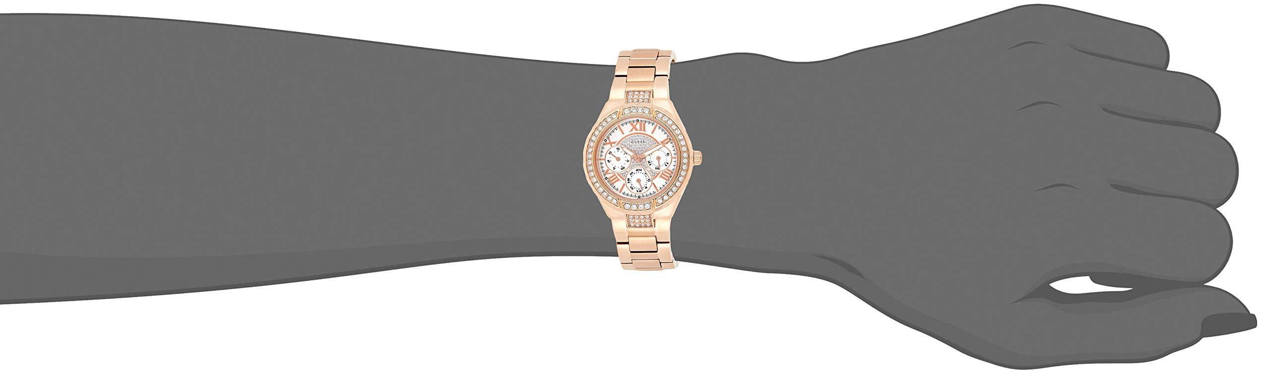 Guess Viva Diamonds White Dial Rose Gold Steel Strap Watch for Women - W0111L3