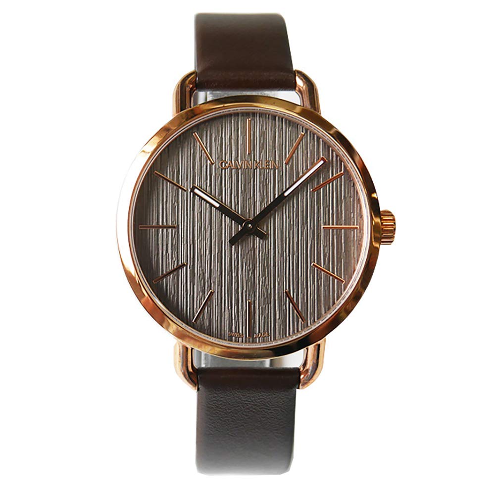  Shop Authentic Calvin Klein Even Grey Dial Brown Leather Strap Watch for Women - K7B236G3 - Luxxuri