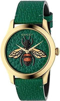  Shop Authentic Gucci G Timeless Bee Green Dial Green Leather Strap Watch For Women - YA1264065 - Luxxuri
