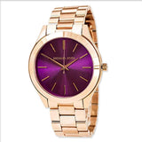  Shop Authentic Michael Kors Slim Runway Purple Dial Rose Gold Steel Strap Watch for Women - MK3293 - Luxxuri