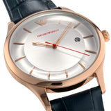  Shop Authentic Emporio Armani Classic Silver Dial Blue Leather Strap Watch For Men - AR11131 - Luxxuri