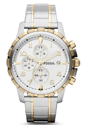  Shop Authentic Fossil Dean Chronograph White Dial Silver Steel Strap Watch for Men - FS4795 - Luxxuri