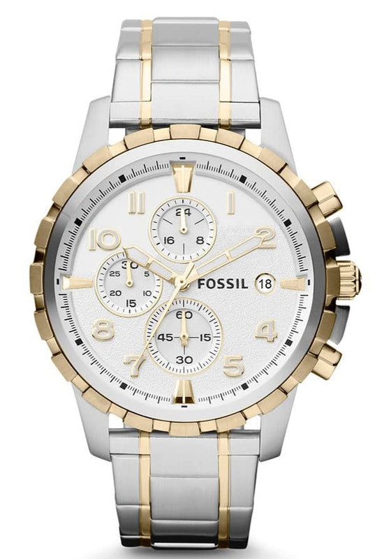  Shop Authentic Fossil Dean Chronograph White Dial Silver Steel Strap Watch for Men - FS4795 - Luxxuri