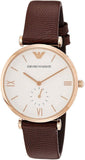  Shop Authentic Emporio Armani Analog White Dial Brown Leather Strap Watch For Men - AR9042 - Luxxuri