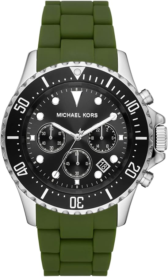  Shop Authentic Michael Kors Everest Chronograph Black Dial Green Silicone Strap Watch For Men - MK8981 - Luxxuri