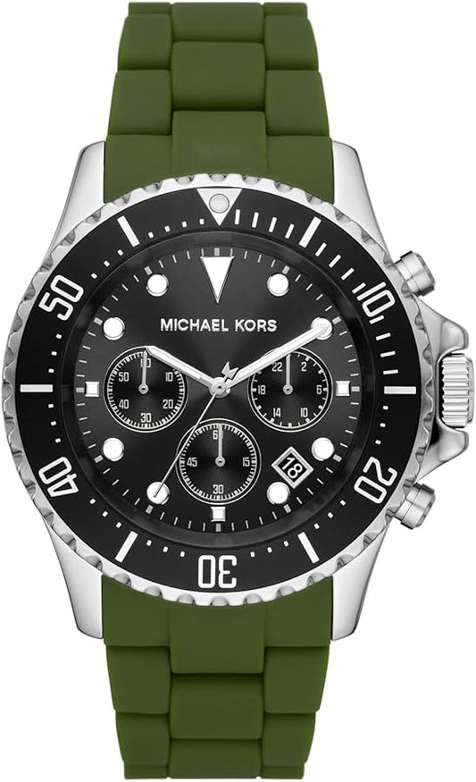  Shop Authentic Michael Kors Everest Chronograph Black Dial Green Silicone Strap Watch For Men - MK8981 - Luxxuri