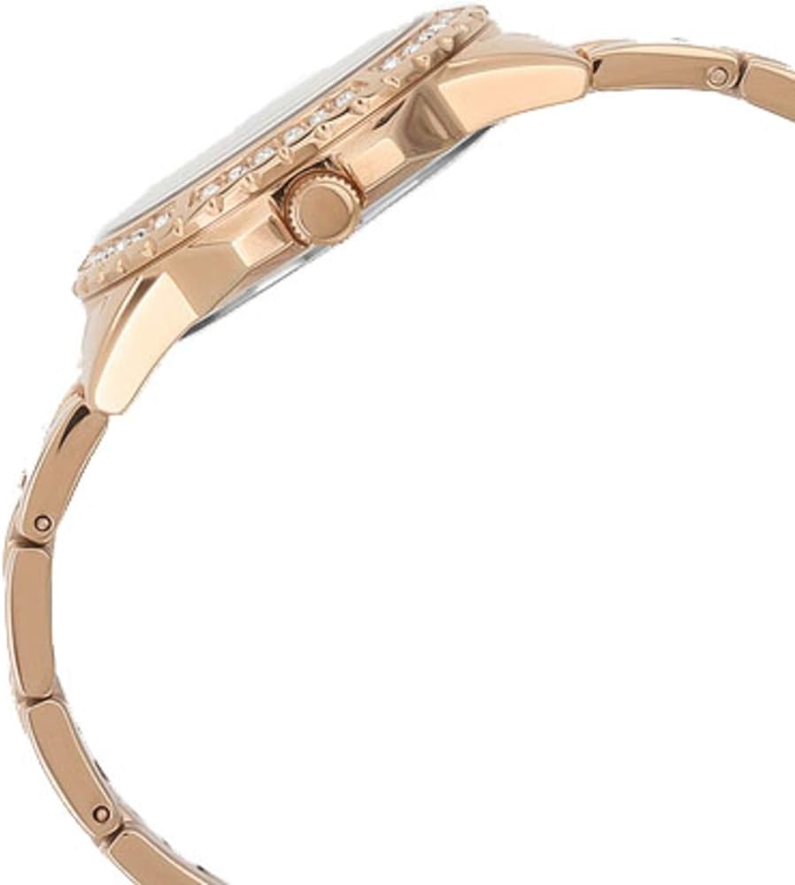 Guess Sassy Quartz White Dial Rose Gold Steel Strap Watch For Women - W0705L3