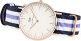  Shop Authentic Daniel Wellington Classic Trinity White Dial Three Tone Nylon Strap Watch For Women - 0509DW - Luxxuri