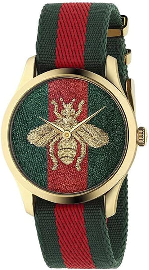  Shop Authentic Gucci Le Marche des Merveilles Green & Red Dial Green & Red NATO Strap Unisex Watch - YA126487 - Luxxuri