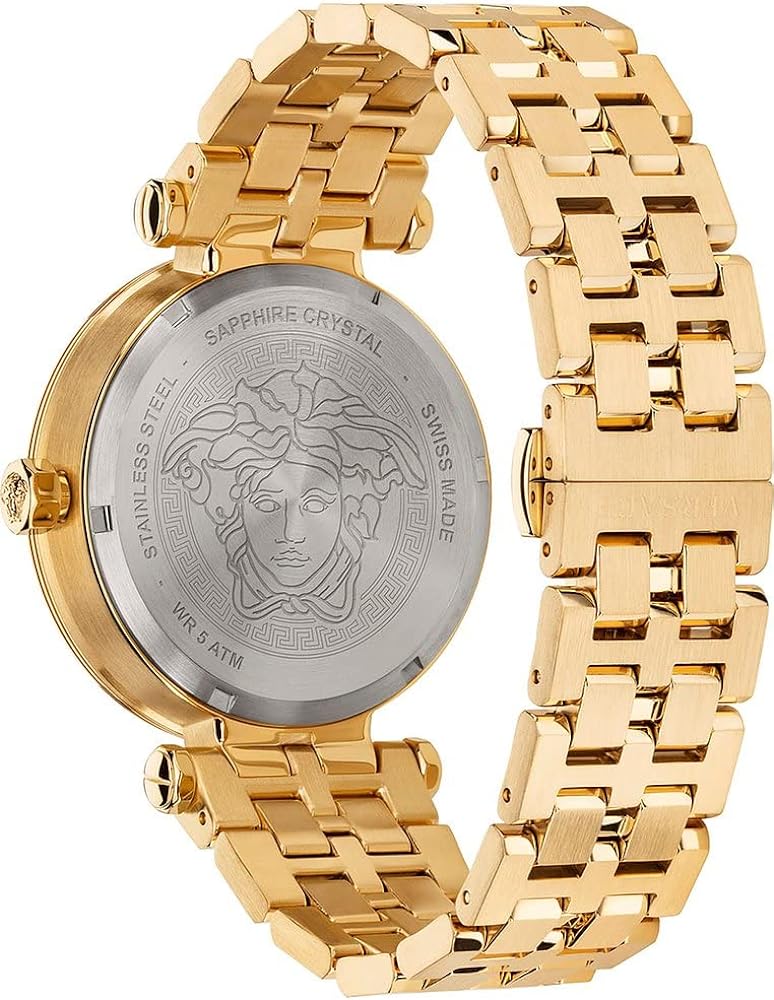  Shop Authentic Versace Greca Sport Quartz Black Dial Gold Steel Strap Watch for Men - VEZ300721 - Luxxuri