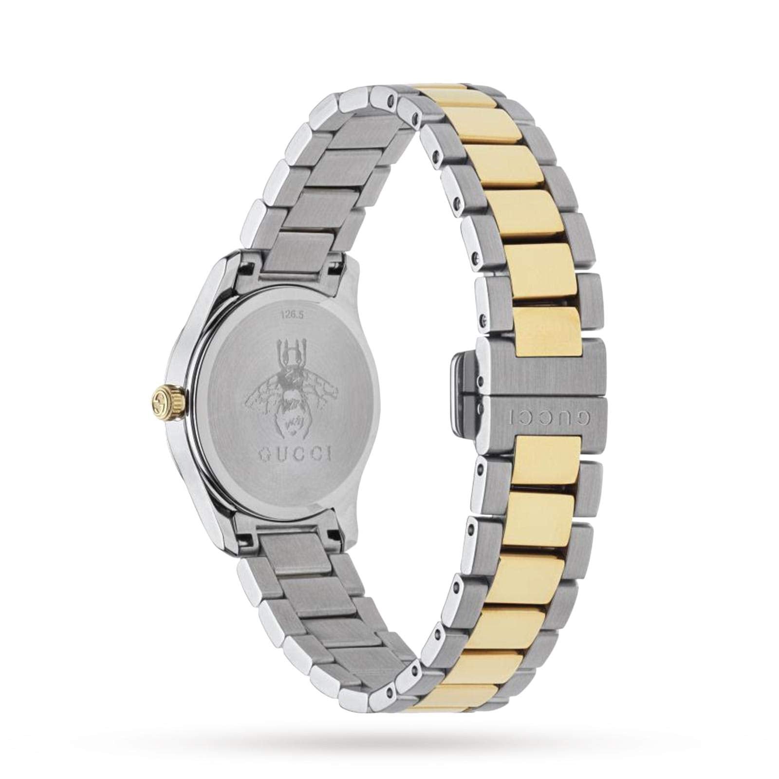  Shop Authentic Gucci G Timeless Quartz Diamonds Silver Dial Two Tone Steel Strap Watch For Women - YA1265016 - Luxxuri