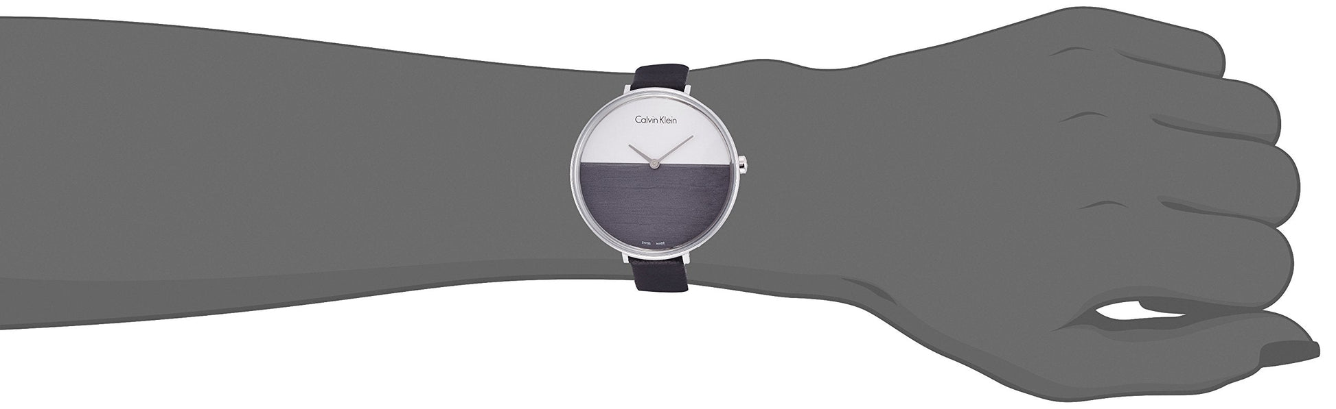  Shop Authentic Calvin Klein Rise White Grey Dial Black Leather Strap Watch for Women - K7A231C3 - Luxxuri