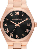  Shop Authentic Michael Kors Lennox Three Hand Black Dial Rose Gold Steel Strap Watch For Women - MK7392 - Luxxuri