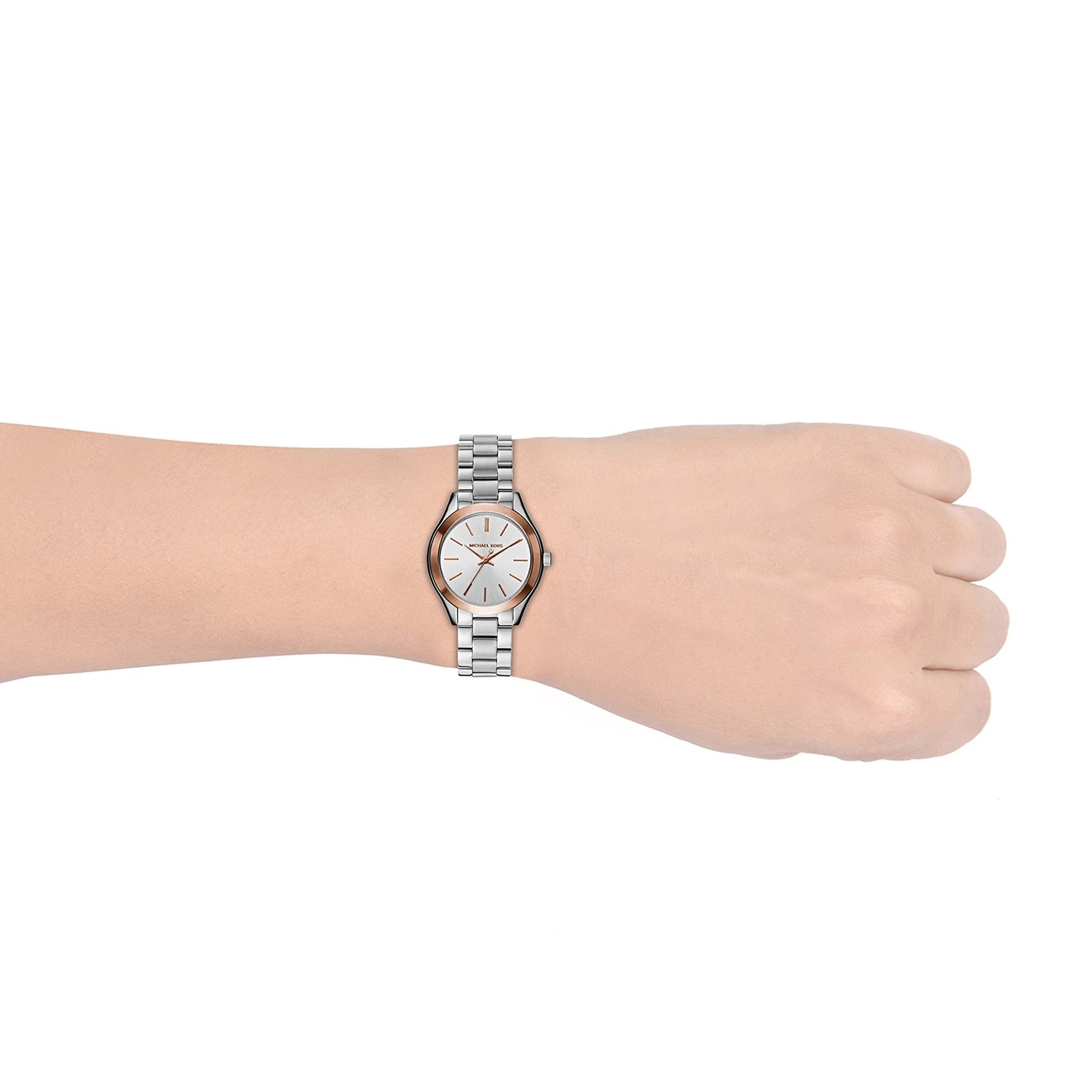 Michael Kors Mini Slim Runway Silver Dial Silver Steel Strap Watch for Women - MK3514