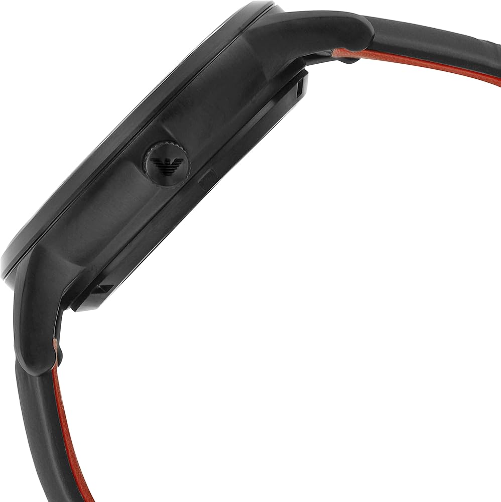 Emporio Armani Meccanico Skeleton Black Dial Black Leather Strap Watch For Men - AR60046