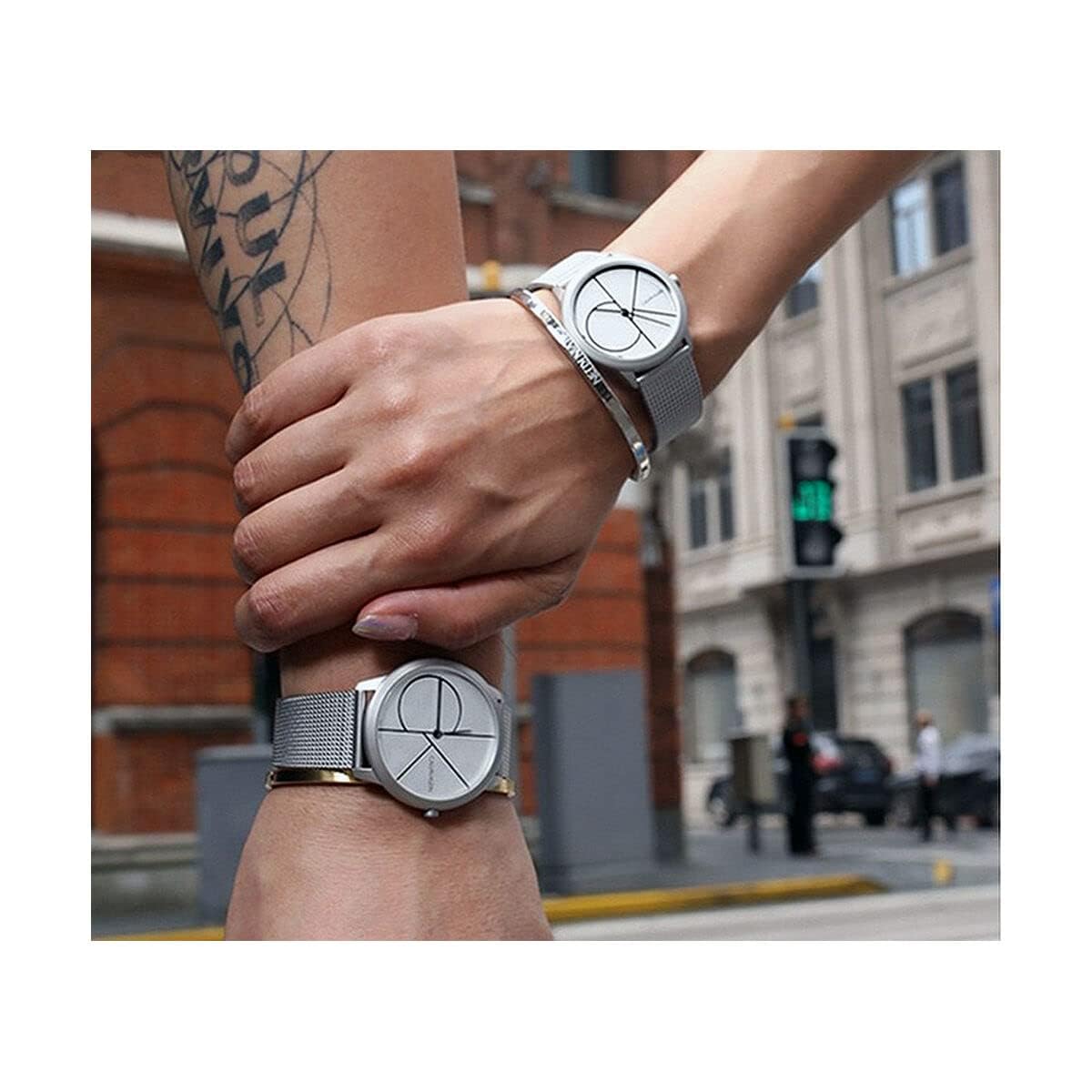  Shop Authentic Calvin Klein Minimal White Dial Silver Mesh Bracelet Watch for Women - K3M5215X - Luxxuri