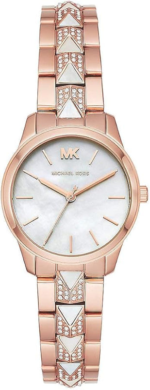  Shop Authentic Michael Kors Runway Mercer Mother of Pearl White Dial Two Tone Steel Strap Watch For Women - MK6674 - Luxxuri