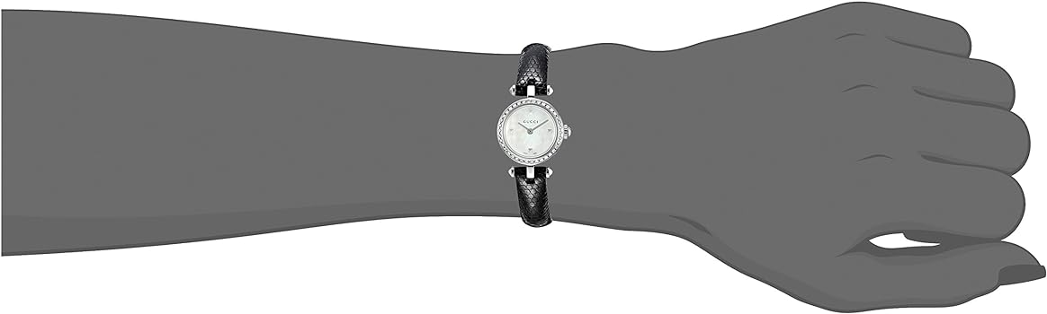  Shop Authentic Gucci Diamantissima Diamonds Mother of Pearl Dial Black Leather Strap Watch For Women - YA141511 - Luxxuri