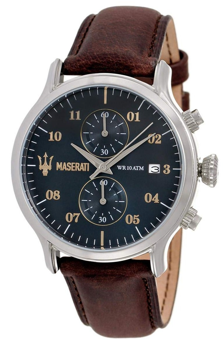  Shop Authentic Maserati Epoca Chronograph Blue Dial Brown Leather Strap Watch For Men - R8871618001 - Luxxuri