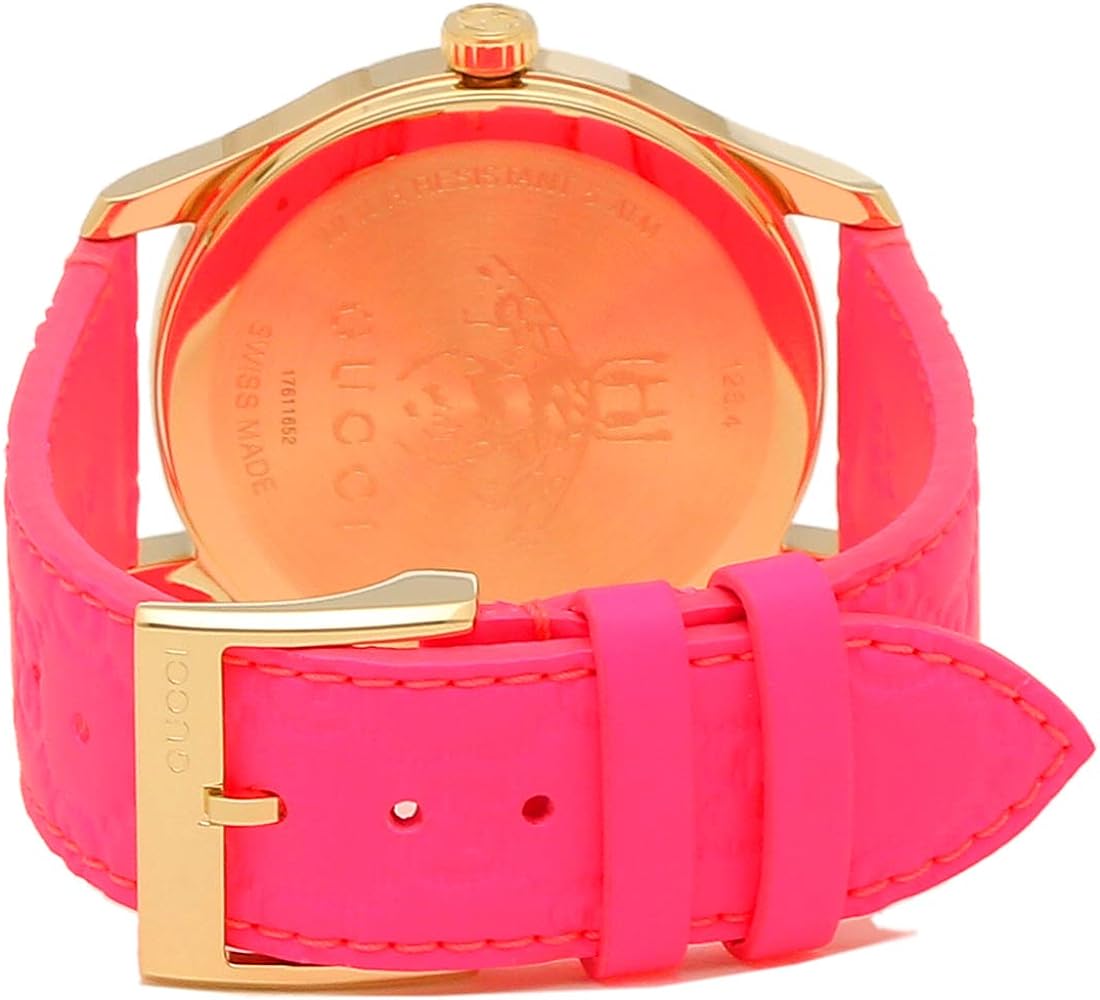  Shop Authentic Gucci G Timeless Quartz Pink Dial Pink Leather Strap Watch For Women - YA1264115 - Luxxuri