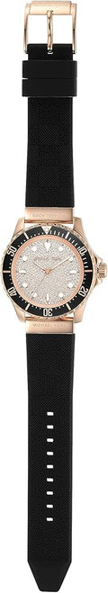 Michael Kors Everest Analog Rose Gold Dial Black Silicone Strap Watch For Women - MK7358