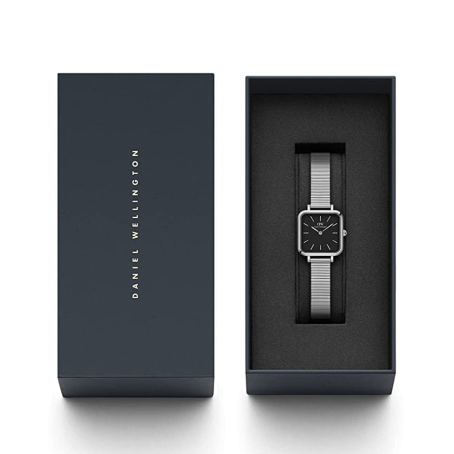  Shop Authentic Daniel Wellington Quadro Studio Black Dial Silver Mesh Strap Watch For Women - DW00100522 - Luxxuri