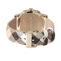  Shop Authentic Burberry The City White Dial Haymarket Beige Leather Strap Watch for Women - BU9752 - Luxxuri