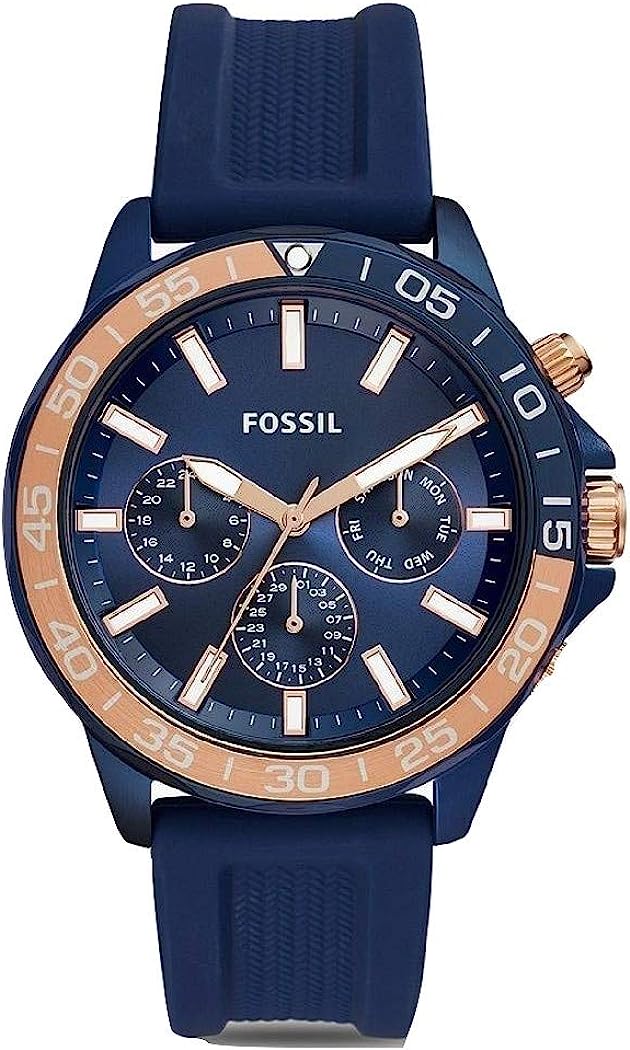  Shop Authentic Fossil Bannon Multifunction Blue Dial Blue Silicone Strap Watch for Men - BQ2498 - Luxxuri