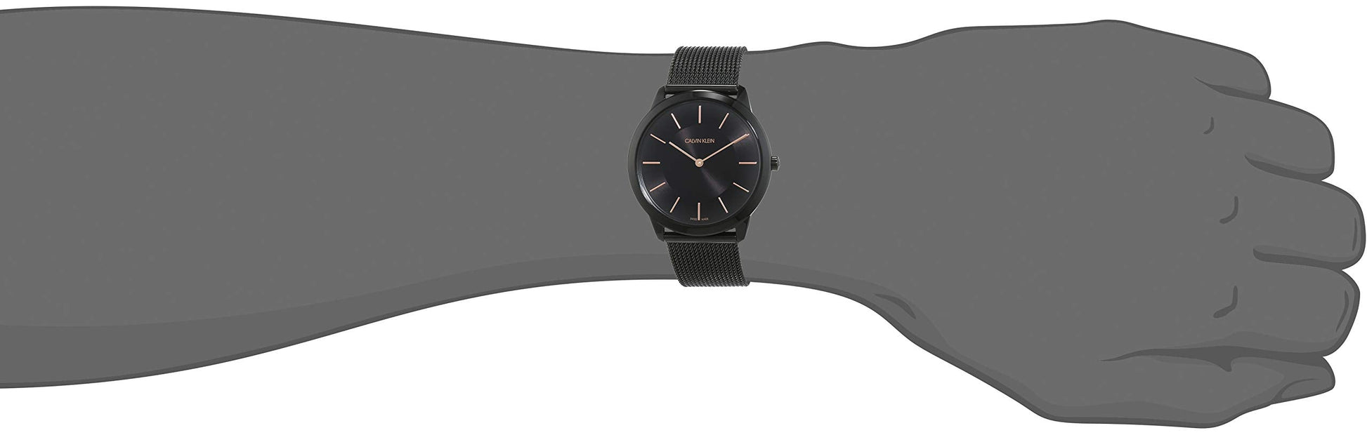  Shop Authentic Calvin Klein Minimal Black Dial Black Mesh Bracelet Watch for Men - K3M21421 - Luxxuri