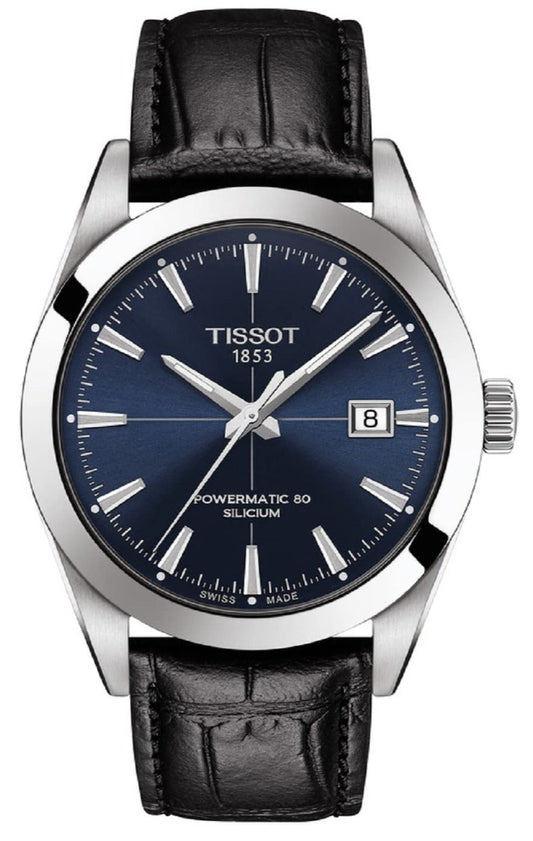  Shop Authentic Tissot Gentleman Powermatic 80 Silicium Blue Dial Black Leather Strap Watch For Men - T127.407.16.041.01 - Luxxuri