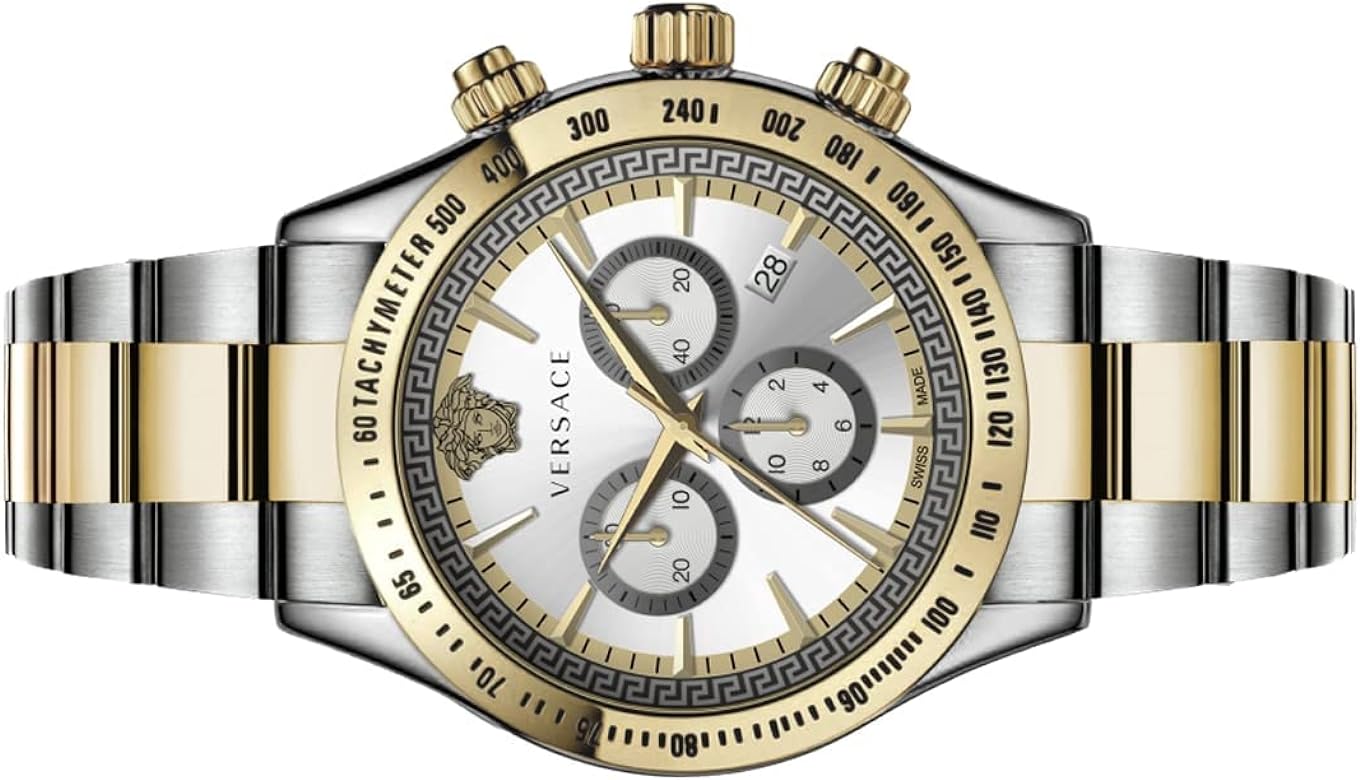  Shop Authentic Versace Classic Chronograph Quartz Silver Dial Two Tone Steel Strap Watch For Men - VEV700519 - Luxxuri