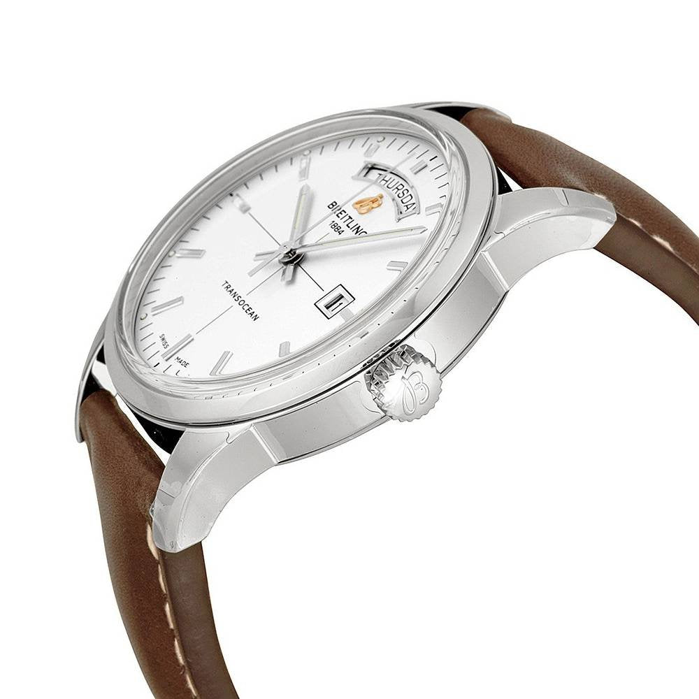  Shop Authentic Breitling Transocean Day & Date 43mm Brown Leather Strap Mens Watch - A4531012|G751|437X|A20B A.1 - Luxxuri