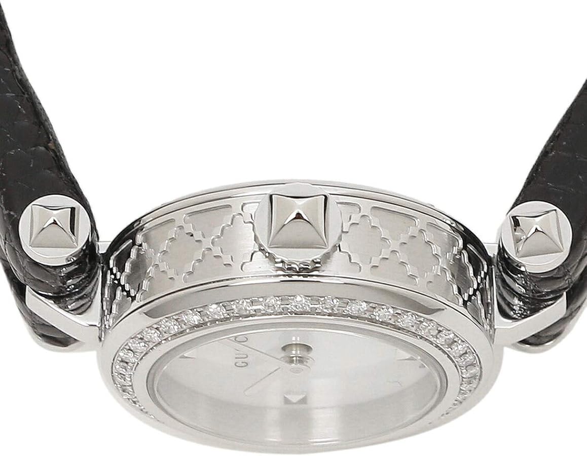  Shop Authentic Gucci Diamantissima Diamonds Mother of Pearl Dial Black Leather Strap Watch For Women - YA141511 - Luxxuri