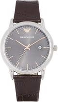 Emporio Armani Luigi Quartz Gray Dial Brown Leather Strap Watch For Men - AR1996