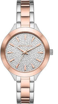Michael Kors Slim Runway Crystals Silver Dial Two Tone Steel Strap Watch for Women - MK1045