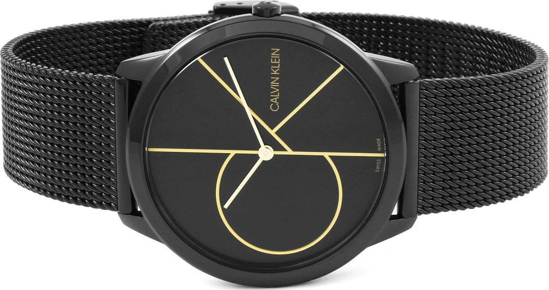  Shop Authentic Calvin Klein Minimal Black Dial Black Mesh Bracelet Watch for Men - K3M214X1 - Luxxuri