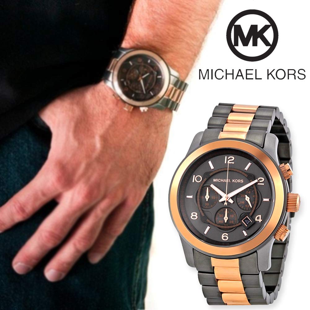  Shop Authentic Michael Kors Runway Chronograph Grey Dial Two Tone Steel Strap Unisex Watch - MK8189 - Luxxuri