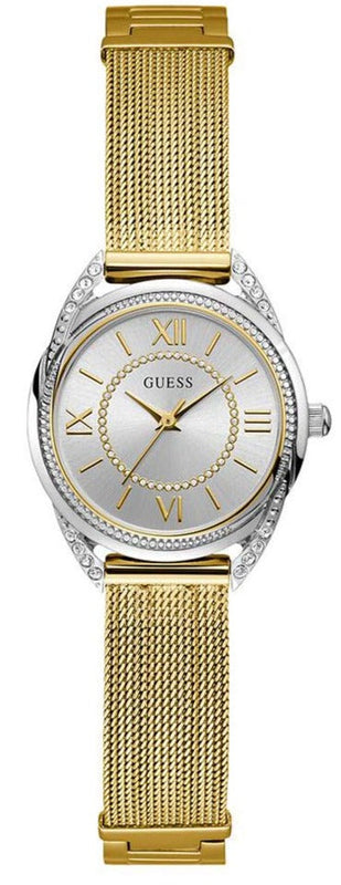  Shop Authentic Guess Whisper Silver Dial Gold Mesh Bracelet Watch for Women - W1084L2 - Luxxuri