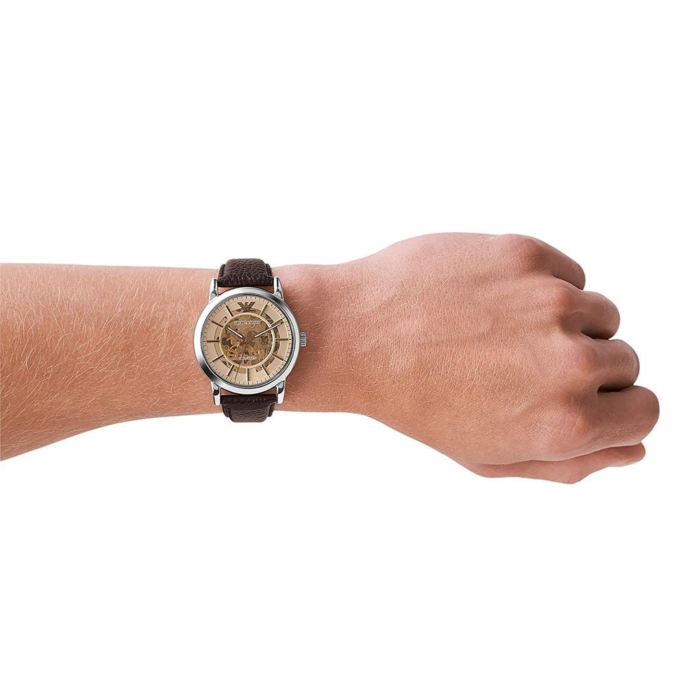  Shop Authentic Emporio Armani Luigi Meccanico Brown Dial Brown Leather Strap Watch For Men - AR1982 - Luxxuri