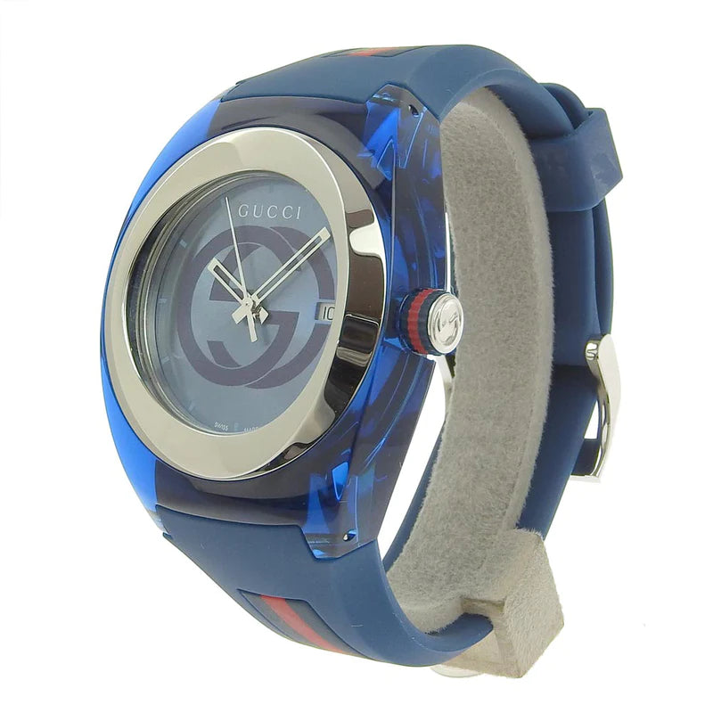  Shop Authentic Gucci Sync XXL Quartz Blue Dial Blue Rubber Strap Watch For Men - YA137104 - Luxxuri
